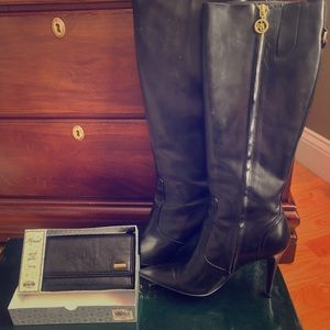 High Leather Boots, with matching Wallet